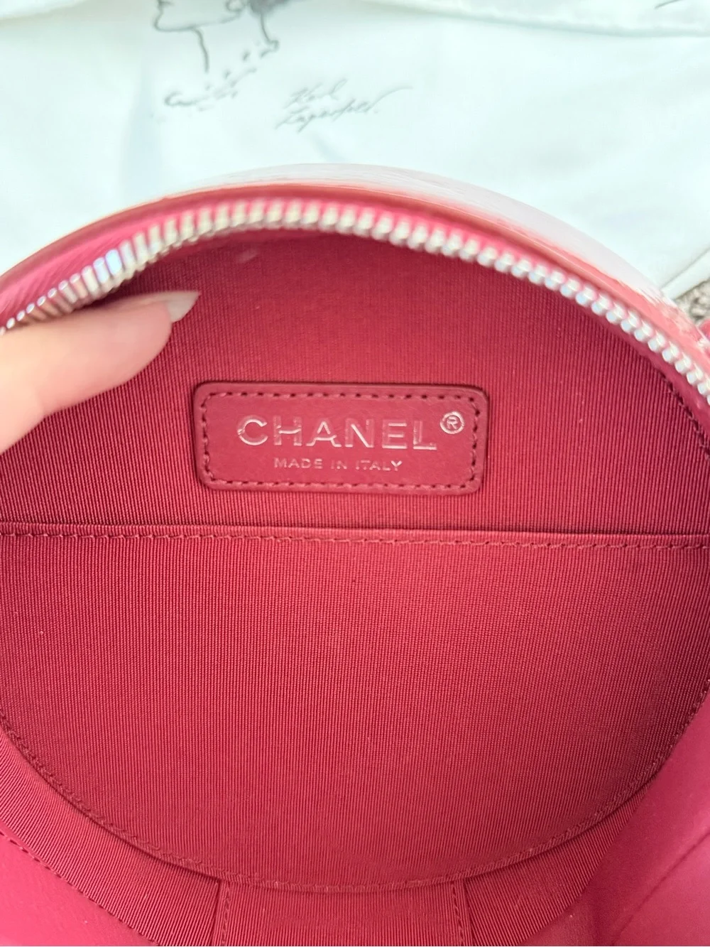 Chanel Red Patent Leather Round Crossbody Bag